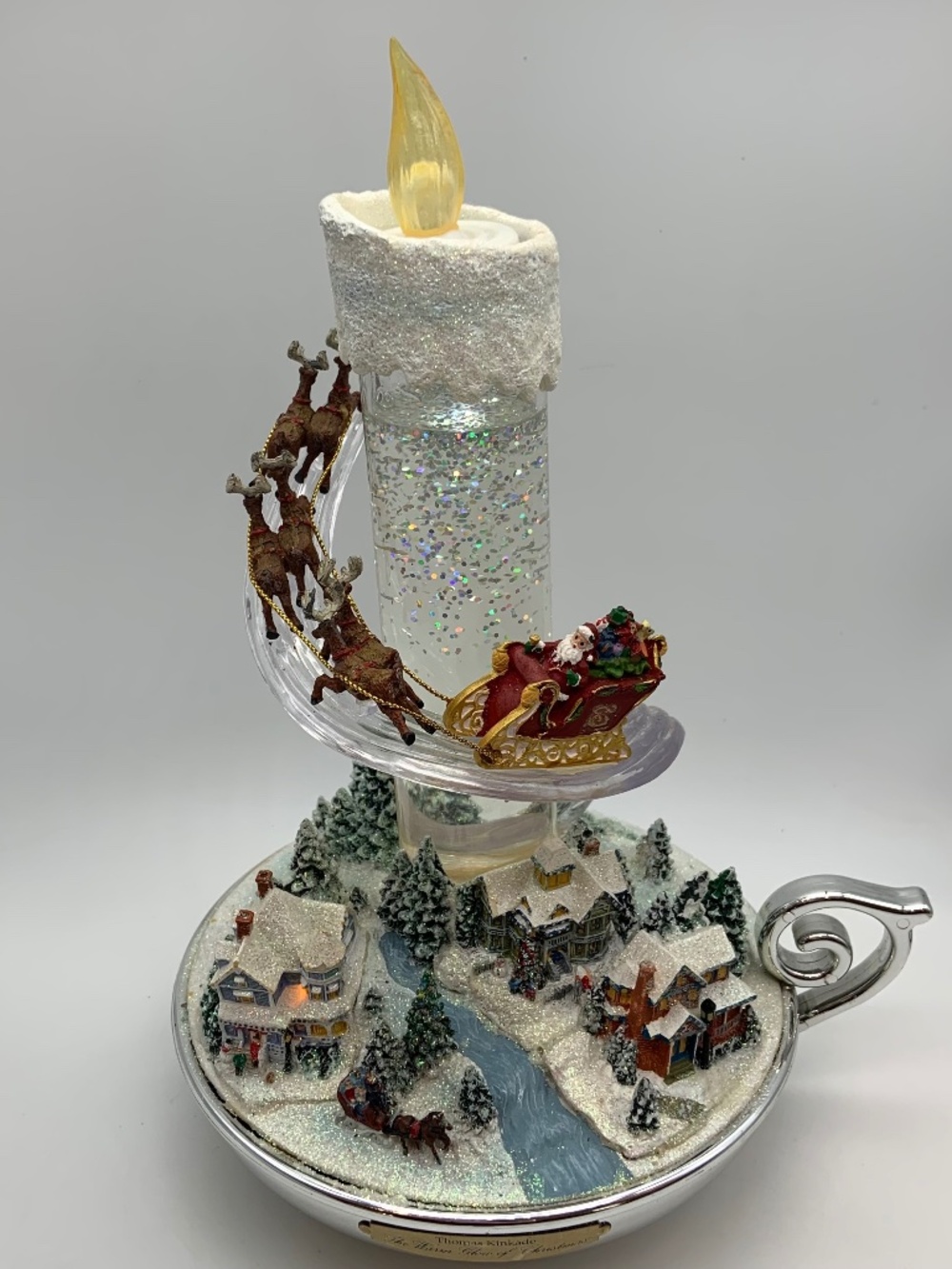 Bradford Exchange Thomas Kinkade Warm Glow of Christmas Candle Centerpiece Works